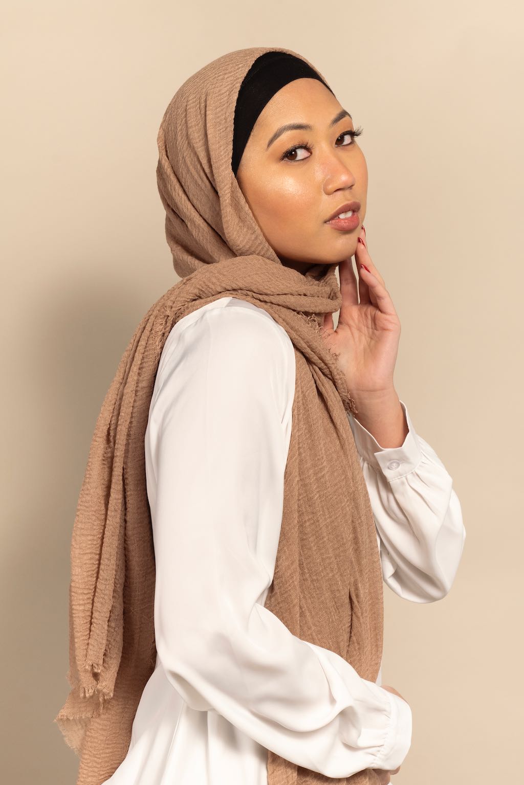 KHAKI Premium Cotton Scarf – Niswa Fashion