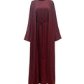 Marjan Texture Kimono Abaya Set - Burgundy