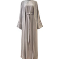 Marjan Texture Kimono Abaya Set - Steel