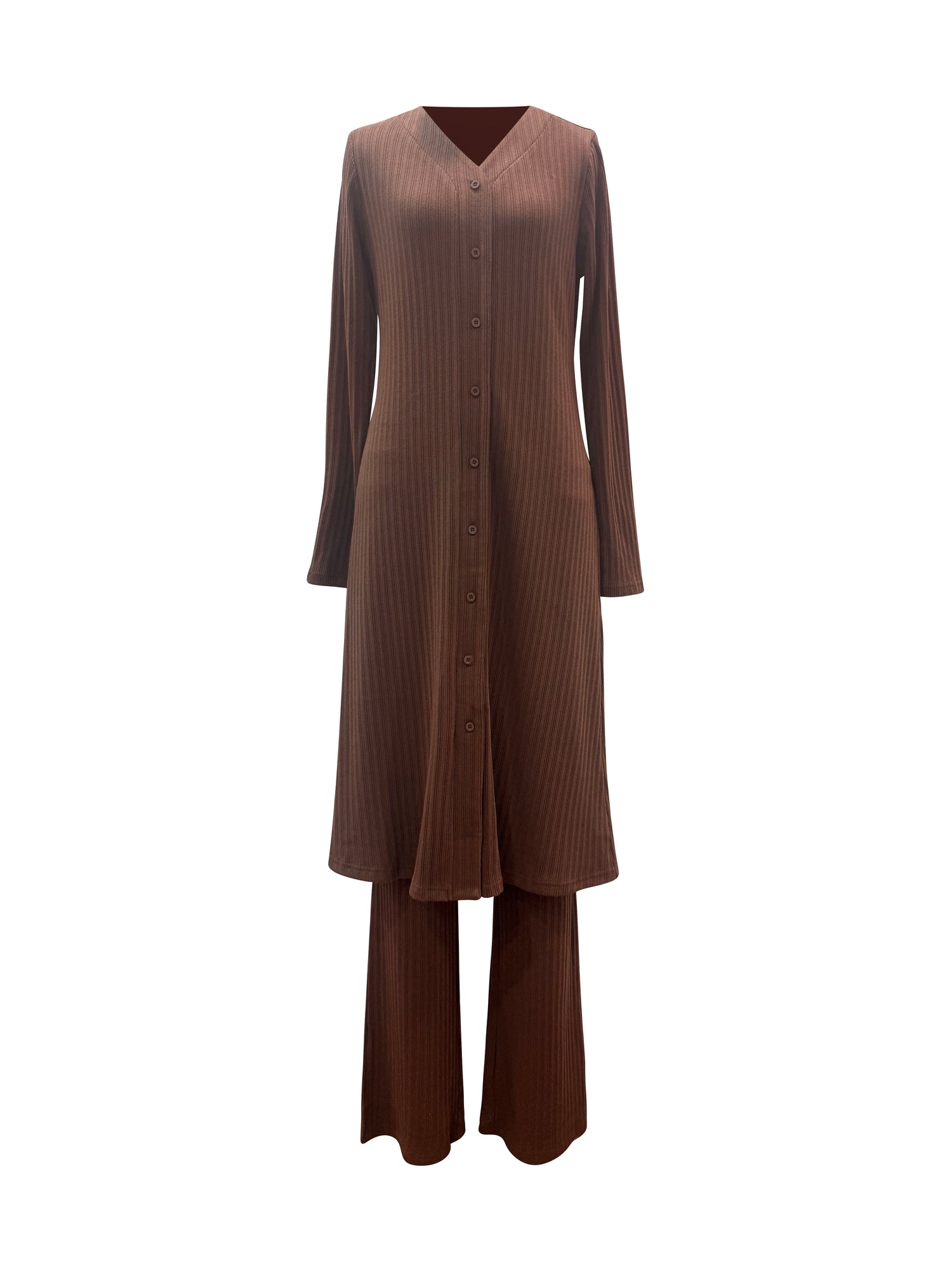 Tamara Knit Two Piece Matching Set - Chestnut