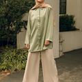 Layna Satin Top - Olive Jade