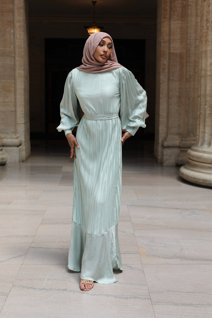 Isadora Pleated Maxi Dress - Misty Sage