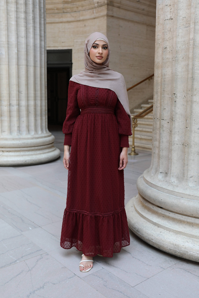 Husna Embossed Maxi - Ruby