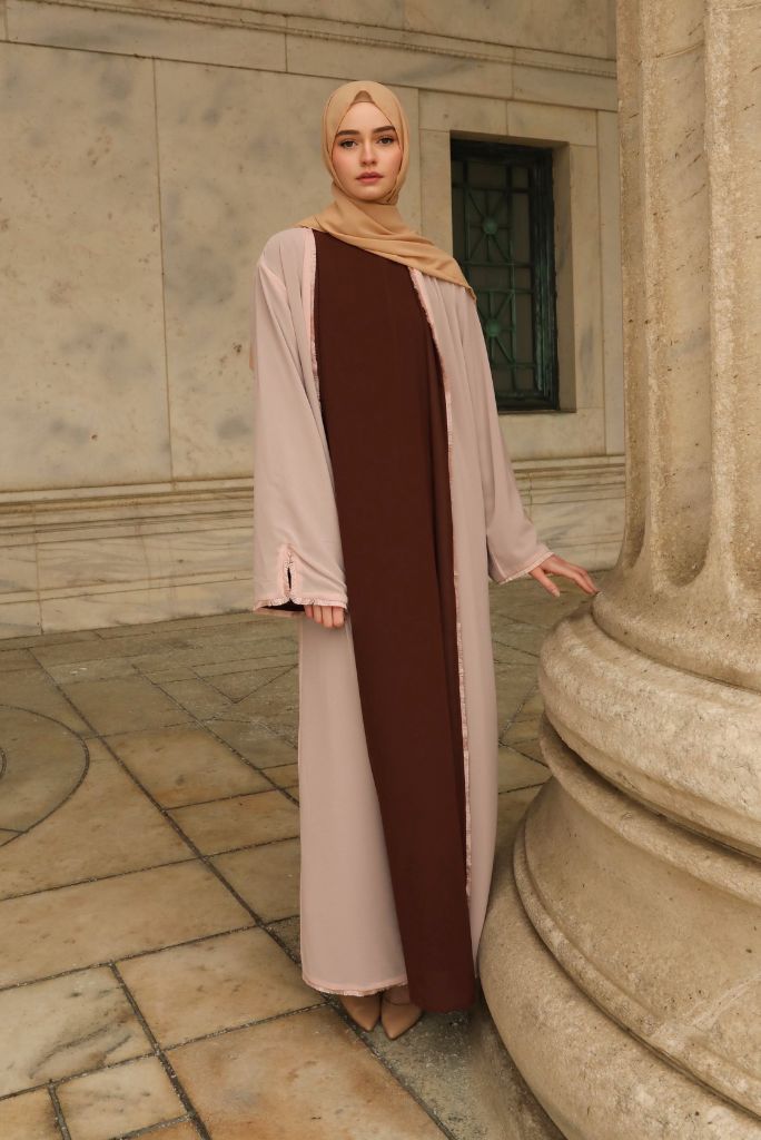 Alwan Reversible Kimono Abaya - Rosewood Blush