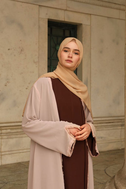 Alwan Reversible Kimono Abaya - Rosewood Blush