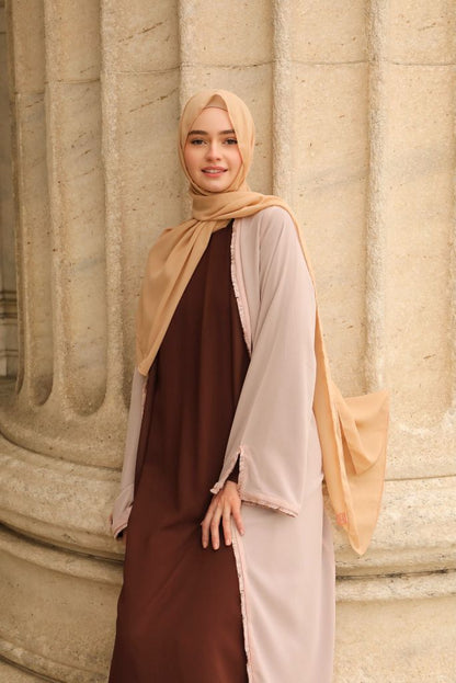 Alwan Reversible Kimono Abaya - Rosewood Blush