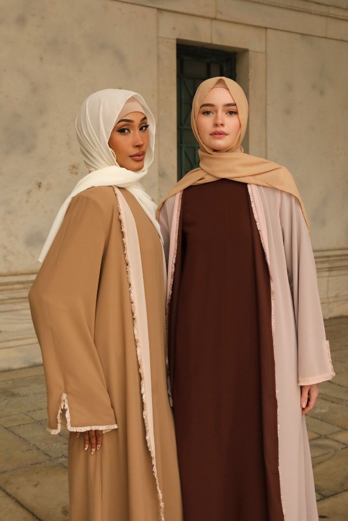 Alwan Reversible Kimono Abaya - Caramel Creme