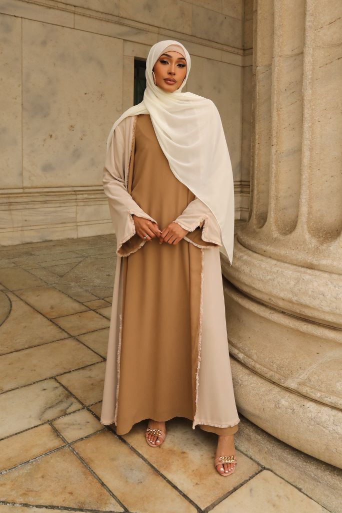 Alwan Reversible Kimono Abaya - Caramel Creme