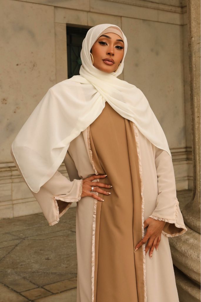 Alwan Reversible Kimono Abaya - Caramel Creme