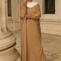 Madinah Smocked Sleeve Batwing Abaya - Biscotti