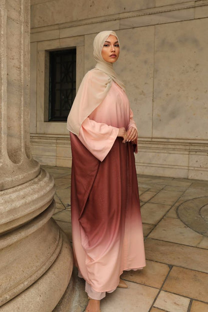 Hilwah Ombre Kaftan Kimono - Rose Dusk