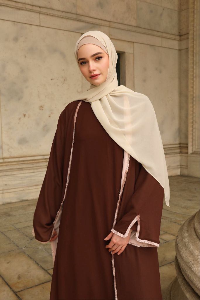 Alwan Reversible Kimono Abaya - Rosewood Blush