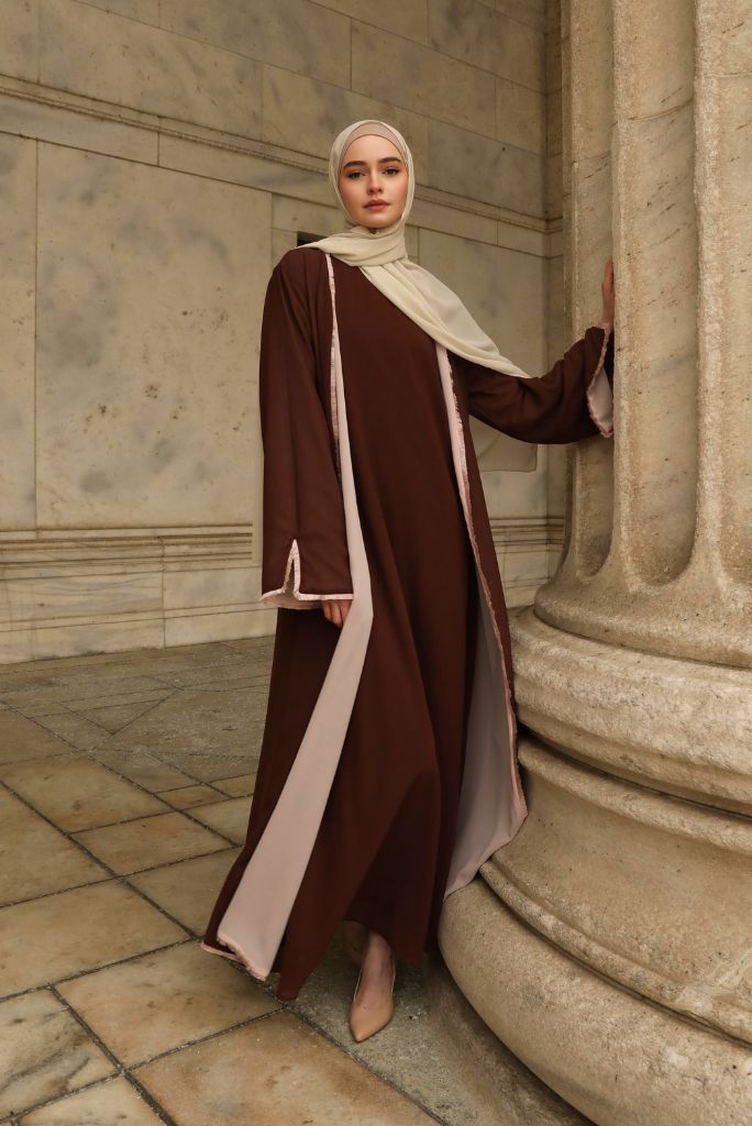 Alwan Reversible Kimono Abaya - Rosewood Blush