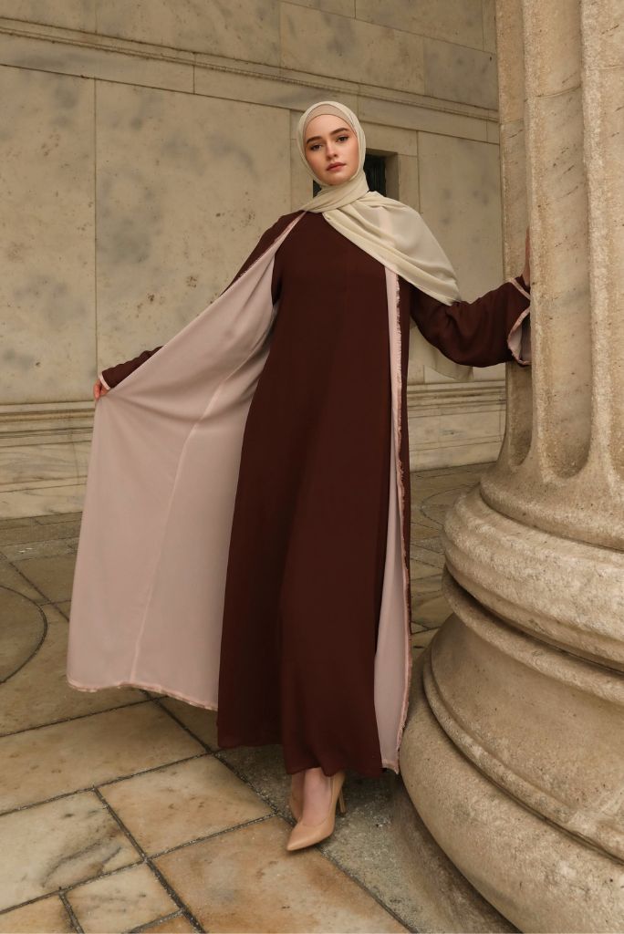 Alwan Reversible Kimono Abaya - Rosewood Blush