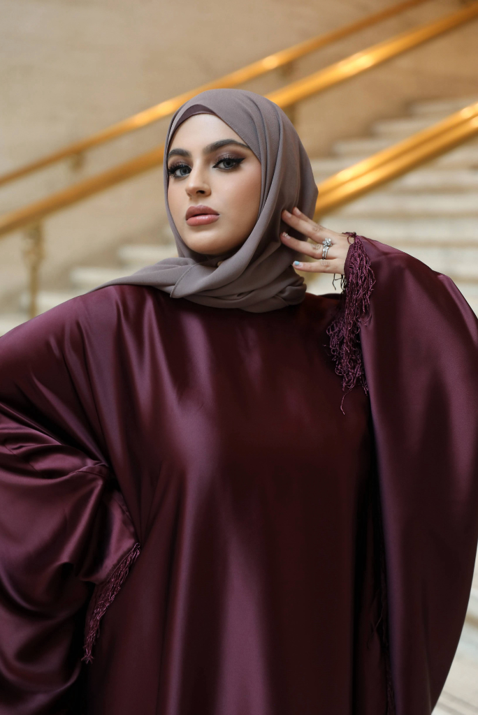 Layali Kaftan Abaya - Ruby Maroon