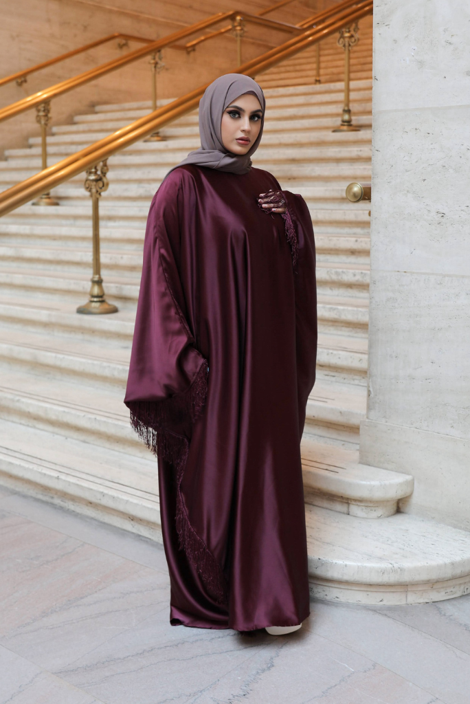 Layali Kaftan Abaya - Ruby Maroon