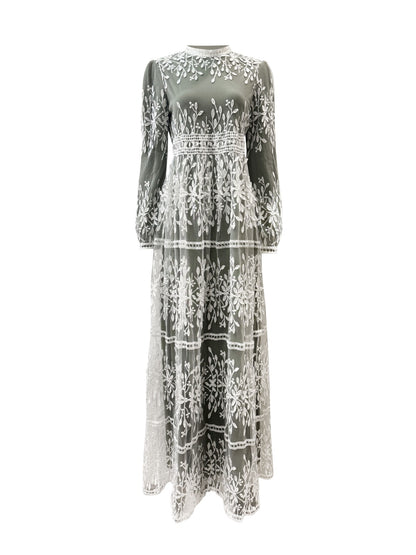 Avery Lace Maxi Dress - Olive Whisper