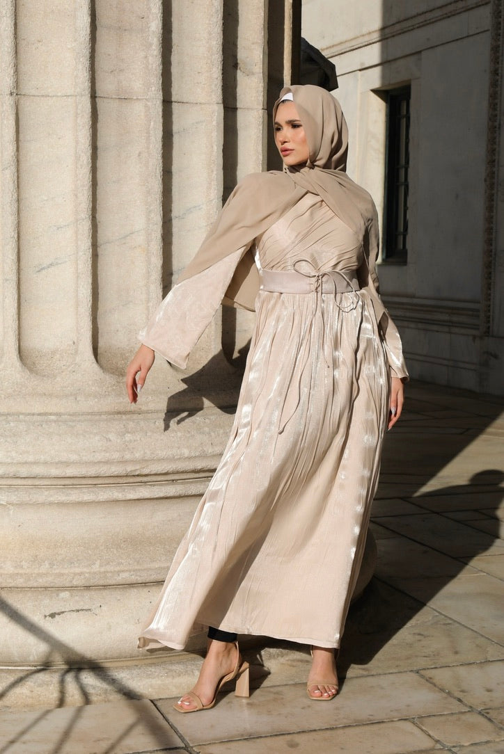 Buy Taupe Sand Saya Balloon Sleeve Abaya from Niswa Fashion