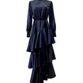 Seville Layered Satin Gown - Midnight Navy