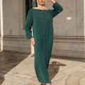 Maryam Button Abaya - Forest Green