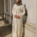 Shifah Flowy Abaya Dress - Beige