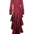 Seville Layered Satin Gown - Scarlet Ruby SALE-Niswa Fashion