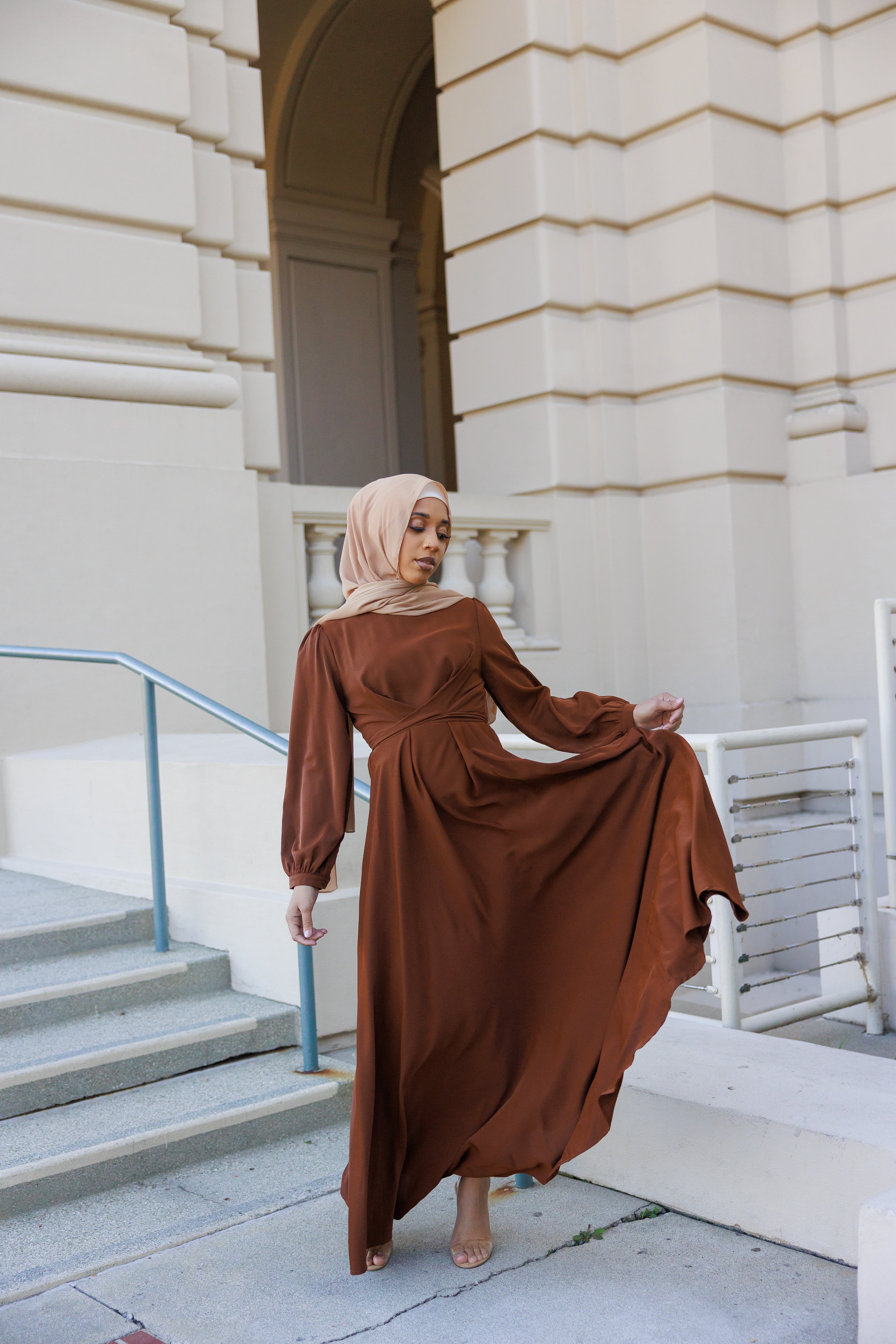 Imani Wrap Maxi Dress Chocolate