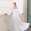 Modest Satin Dress - White