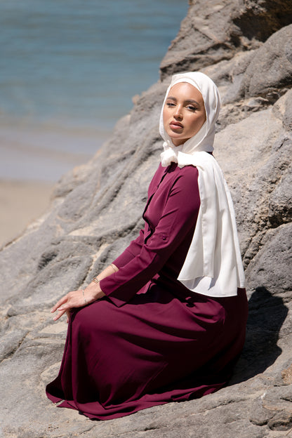 Safiyah Button Down Abaya - Maroon