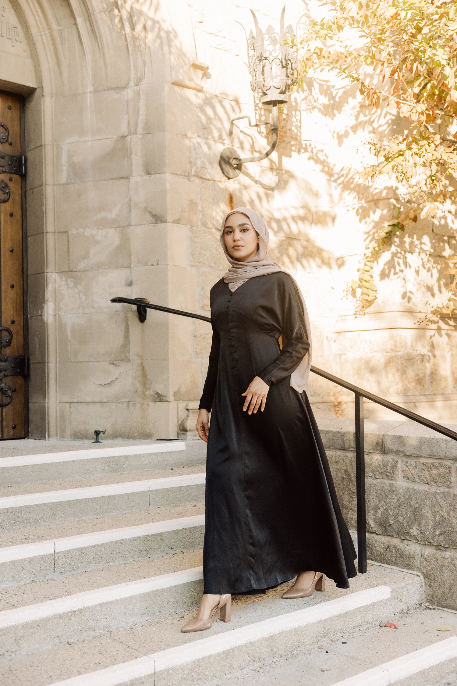 Elysia Satin Dress - Black