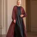 Saya Balloon Sleeve Abaya - Berry Red