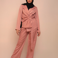 Rory Wrap Blouse And Pants Set - Pink OUTLET SALE