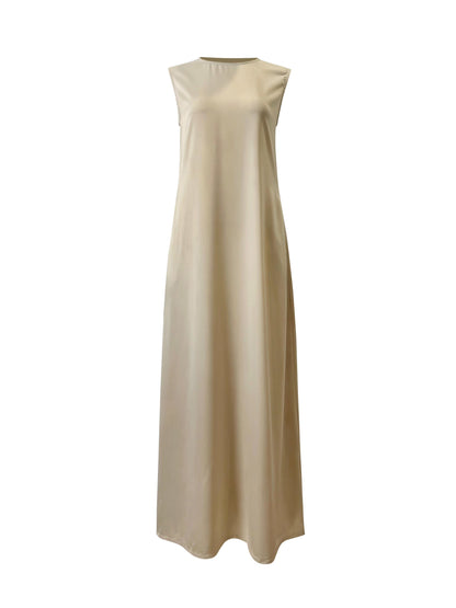 Santorini Sleeveless Maxi Slip Dress - Sand