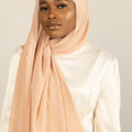 ALLURING ALMOND Georgette Chiffon Scarf-AllScarves-Niswa Fashion