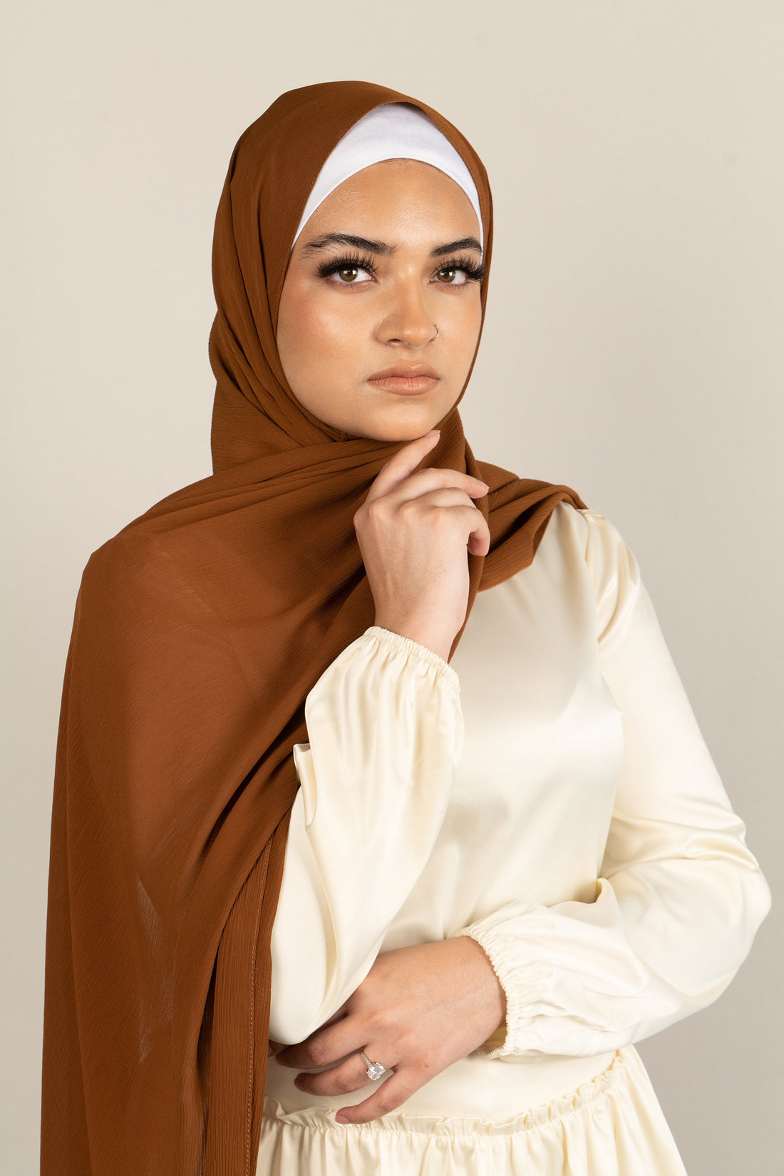 BURNT SIERRA Crepe Chiffon-AllScarves-Niswa Fashion