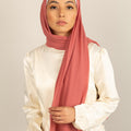 CALM CORAL Georgette Chiffon Scarf-AllScarves-Niswa Fashion