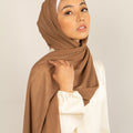 CARAMEL PRALINE Georgette Chiffon Scarf-AllScarves-Niswa Fashion