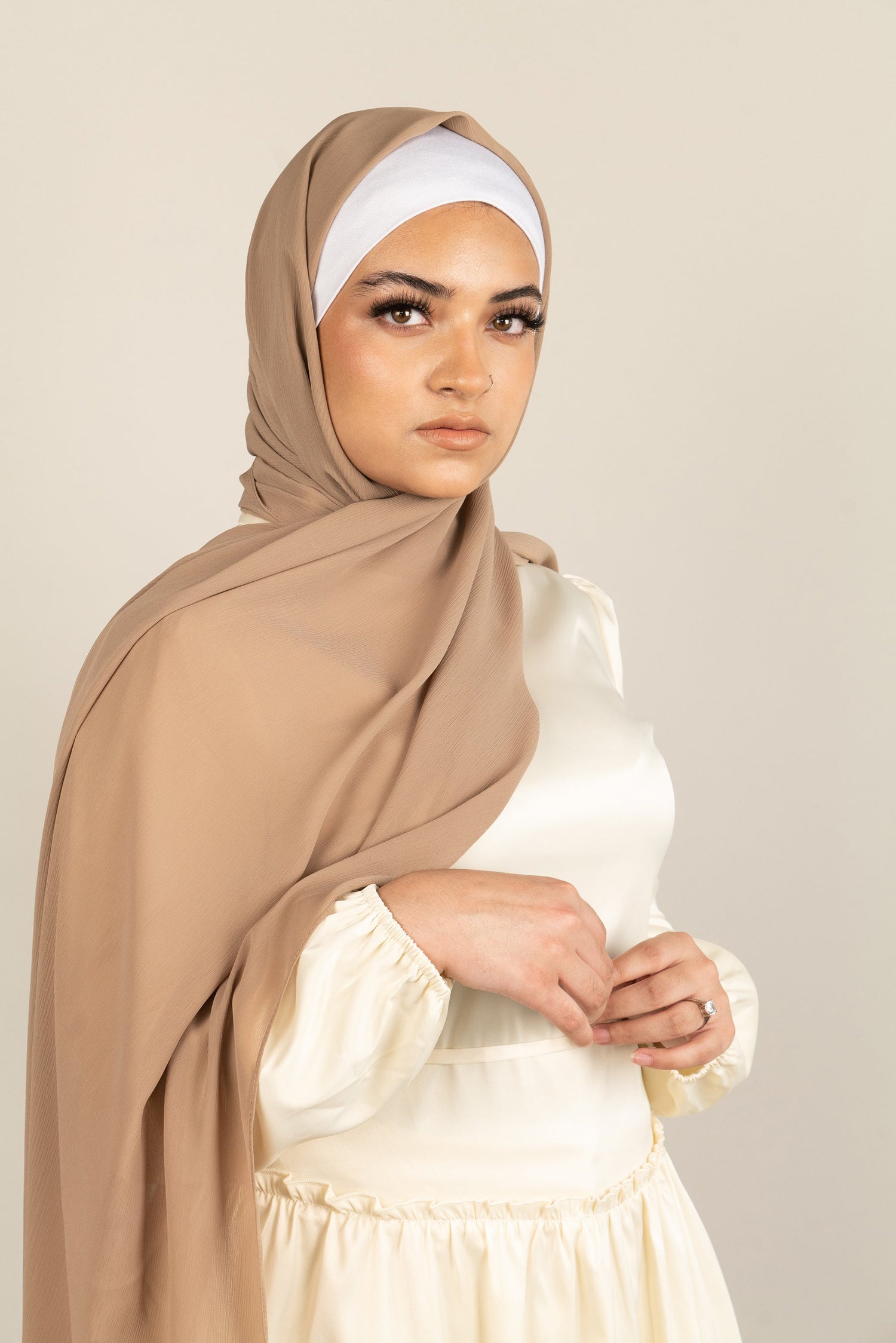 CHAI TEA LATTE Crepe Chiffon-AllScarves-Niswa Fashion