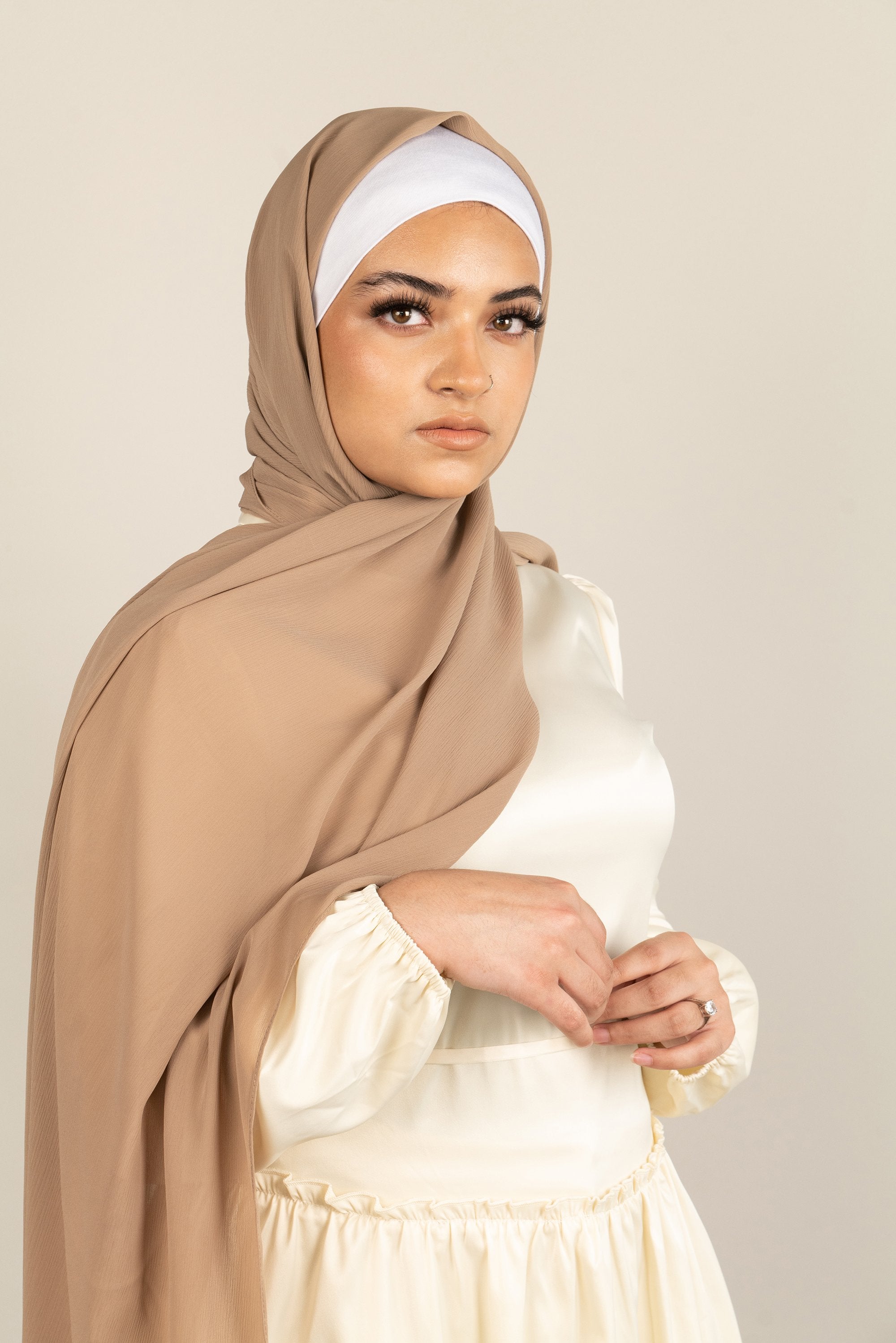 CHAI TEA LATTE Crepe Chiffon-AllScarves-Niswa Fashion