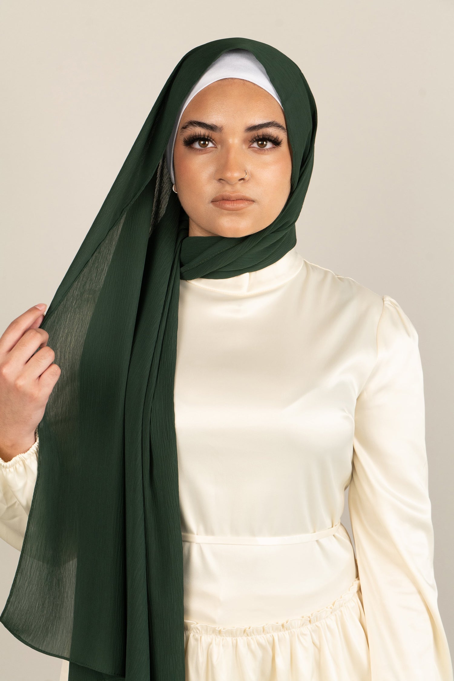 DARK MOSS Crepe Chiffon-AllScarves-Niswa Fashion