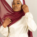 DEEP ROSE Georgette Chiffon Scarf-AllScarves-Niswa Fashion