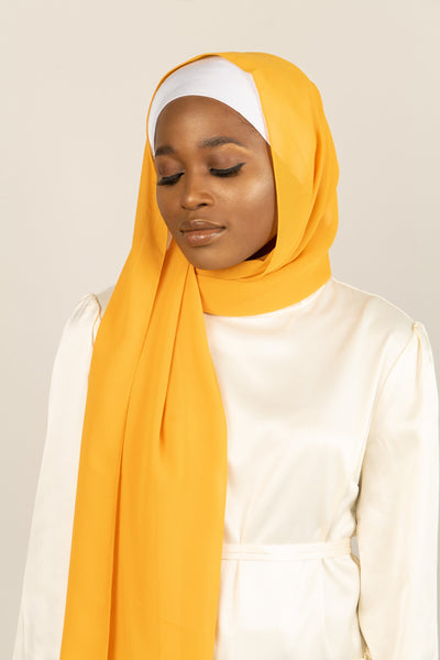 Evening Marigold Yellow Silk order Chiffon Scarf Wrap