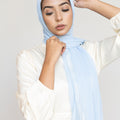 POWDER BLUE Shimmer Striped Chiffon