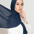 DARK NAVY Pleated Chiffon