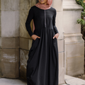 Aminah Zipper Jersey Dress - Black