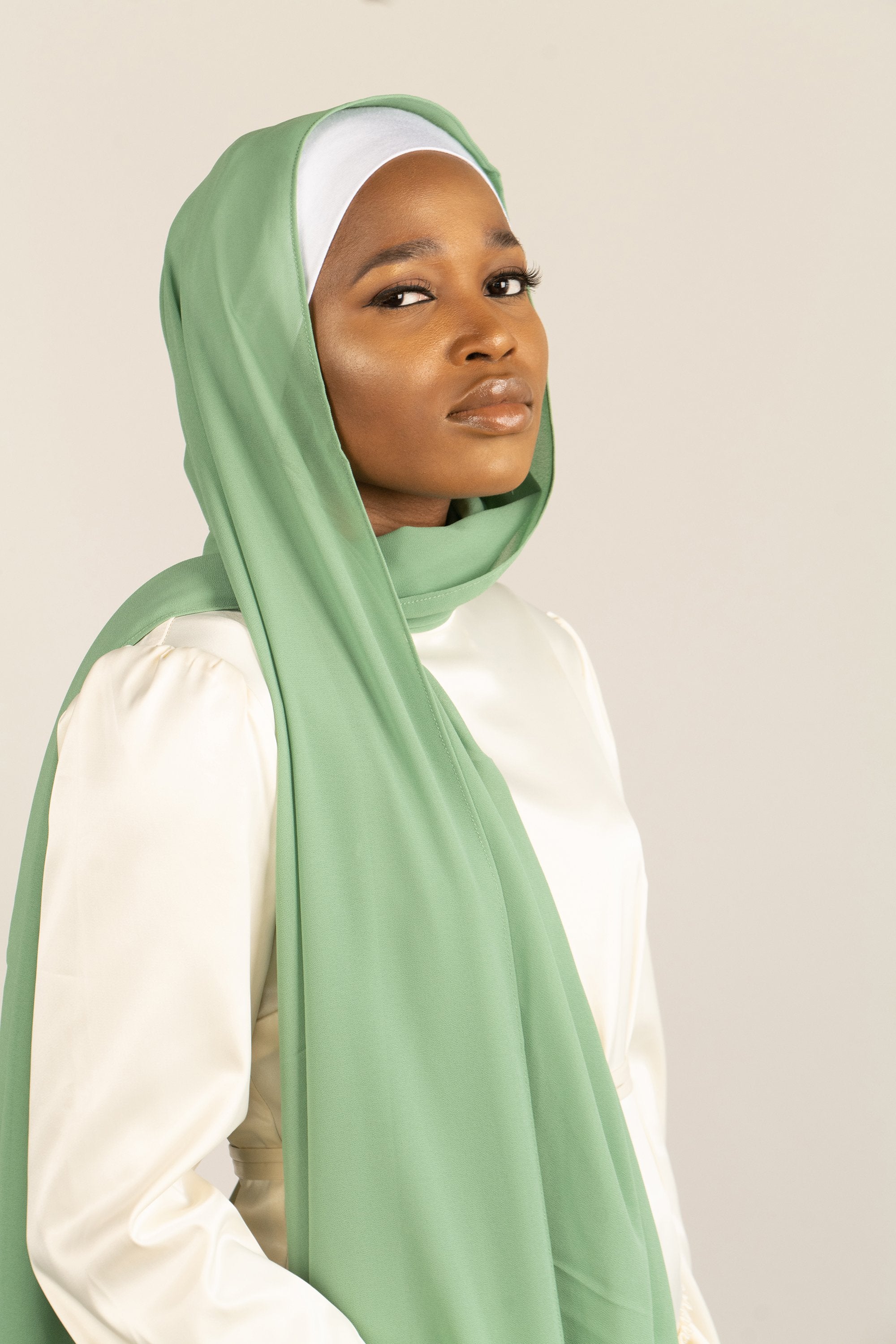 STRIKING PISTACHIO Georgette Chiffon Scarf-AllScarves-Niswa Fashion