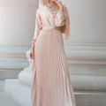 Ayla Pleated Satin Gown - Sunlight Gold-Niswa Fashion