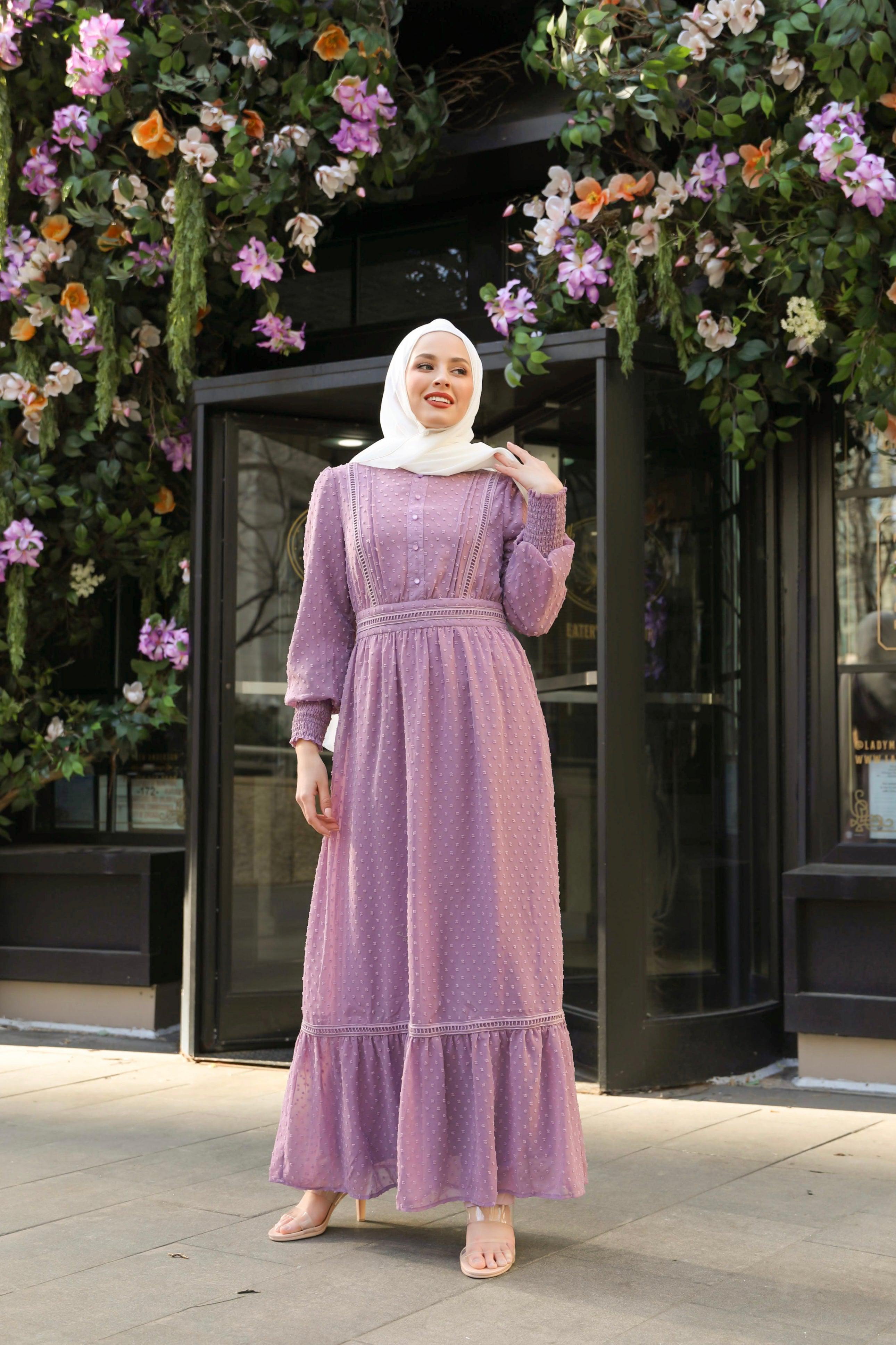 Buy Husna Embossed Maxi Lavender Niswa Fashion