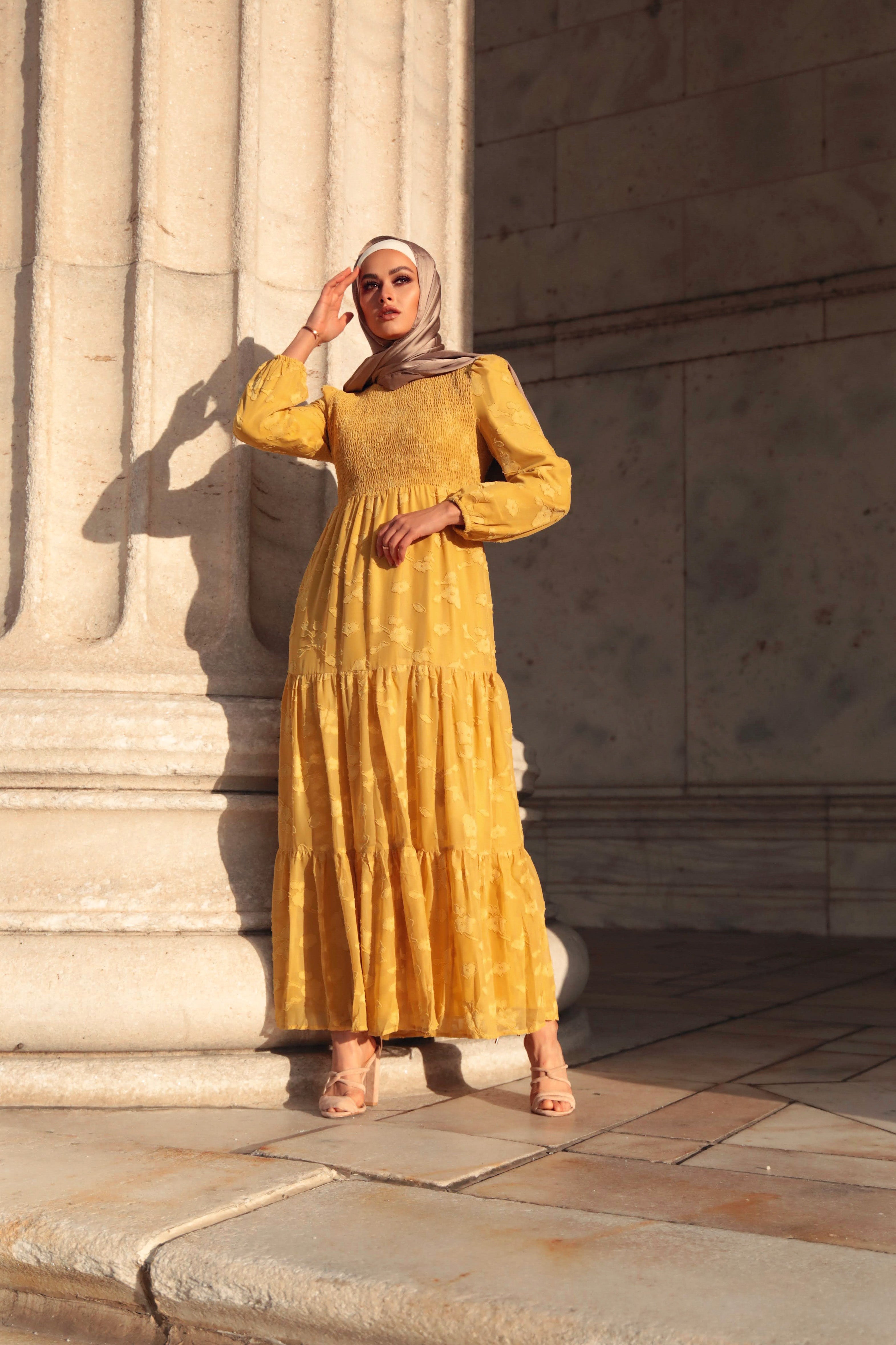 Maxi dress mustard yellow best sale