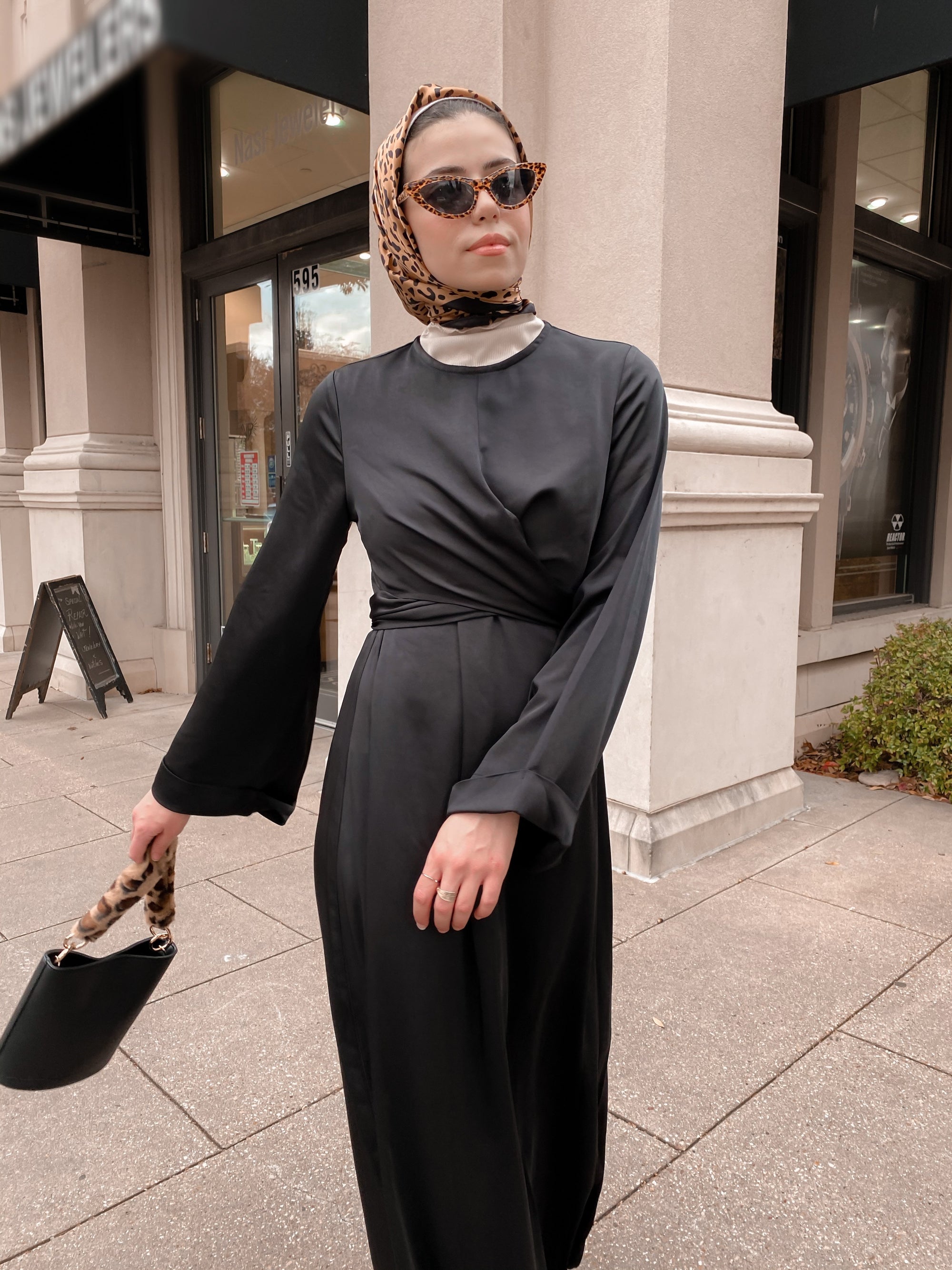 Iman Wrap Dress - Midnight Black – Niswa Fashion